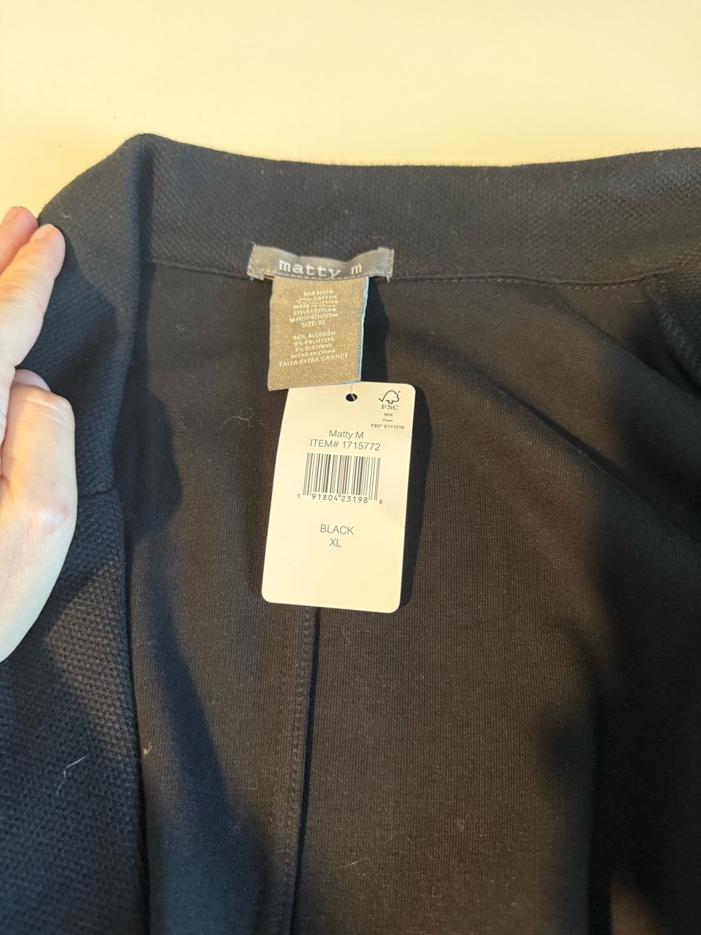 Matty M Black Blazer-Style Open Front Jacket